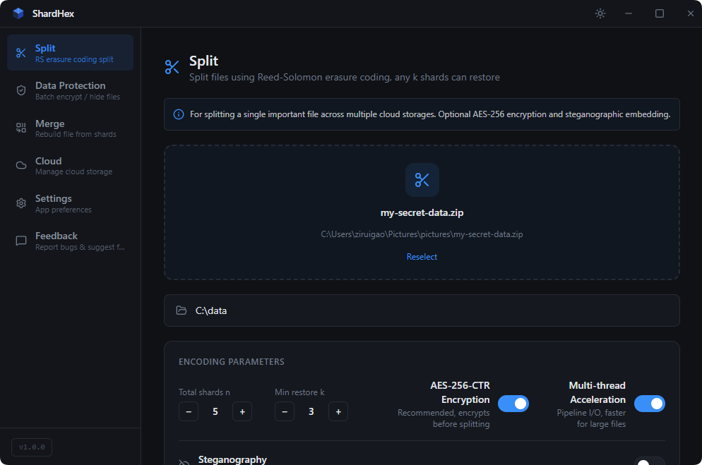 ShardHex — Split interface
